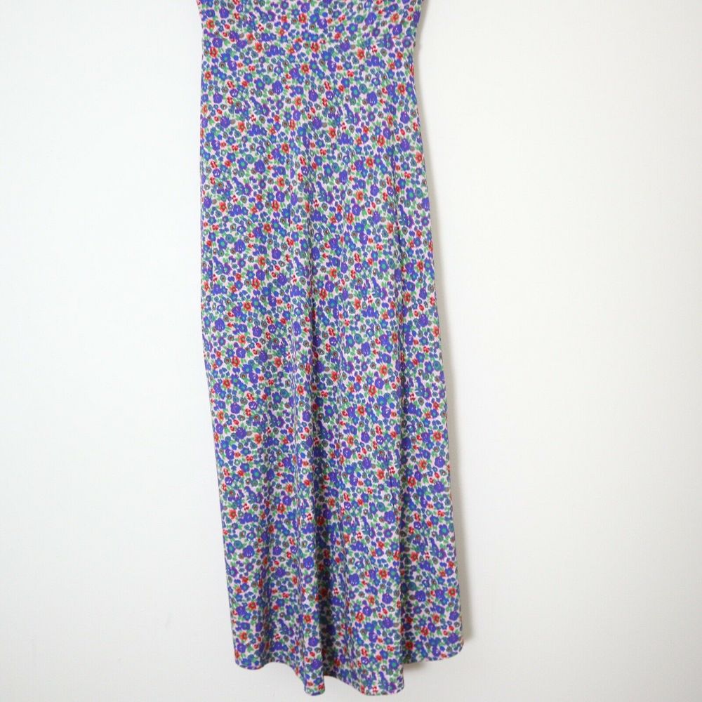 Atlein Size 34 US 2 Floral Print Jersey Dress Midi Ruched Slit Leg V Neck - Picture 11 of 11
